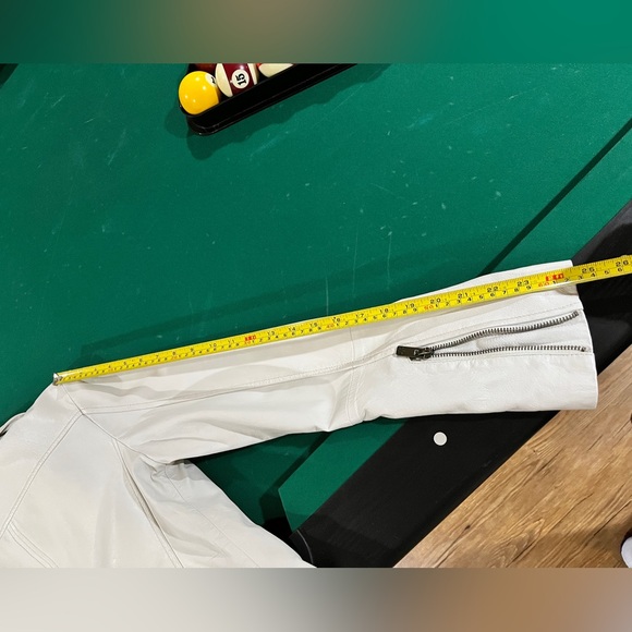 White / Off White Sheep Leather Moto Jacket - Picture 10 of 10